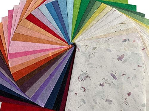 RATREE SHOP Lot de 50 feuilles de papier de mûrier carré pour origami - Pour loisirs créatifs