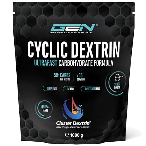 Cyclic Dextrin (Cluster Dextrin®) 1000 g - Poudre de glucides premium - Dextrine cyclique hautement ramifiée - Poudre énergétique brevetée pour plus d'énergie - Vegan