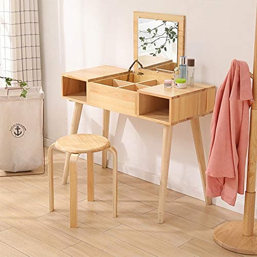 IBUYKE Chaise Salle à Manger/Tabourets de Bar Empilables en Bois Massif Sièges Lisses pour Salon, Cuisine, Bistrot pour Salon, Cuisine, Bistrot Bois Naturel 40x33x44cm RF-752
