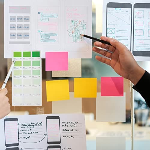 Pack de 24 Notes Sticky Notes, 12 Couleurs Autocollants Notes, Blocs de Notes de Bureau, 50 x 38 mm, 200 Feuilles par Couleur