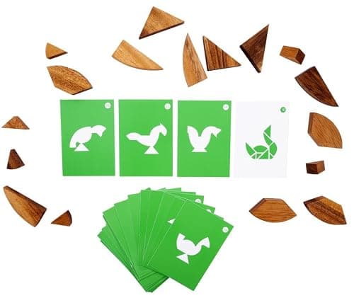 Engelhart - 350102 - Double Tangram en Bois Œuf - Puzzle en Bois - Jeu en Bois Ecologique - 1 et 2 Joueurs - 4 Ans et Plus