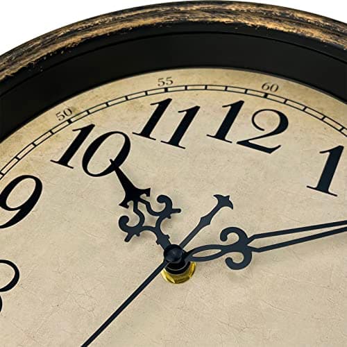 Horloge Murale Vintage, Horloge Silencieux Classique de 30cm pour Salon, Chambre de Coucher ou Bureau, Alimenté par Piles (Chiffres Arabes)