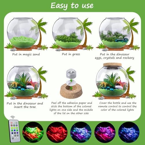 ONLYFUN Dinosaure Terrarium Set pour Les Enfants - Cadeau d'anniversaire pour Les garçons Filles 4, 5, 6, 7, 8-12 Ans, Jouets de Dinosaure, Ensemble d'artisanat, Noël Pâques Cadeaux Enfants.