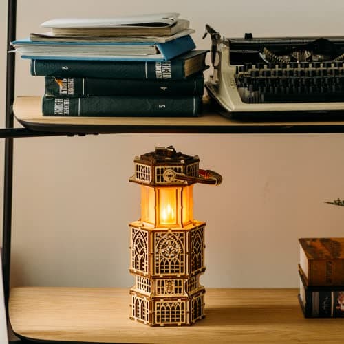 Wood Trick Lanterne Antique éclairée par LED Puzzle 3D en Bois pour Adultes et Enfants - 2 Modes d'éclairage - Bricolage Projet d'ingénierie Modèle 3D mécanique Puzzle pour Adultes