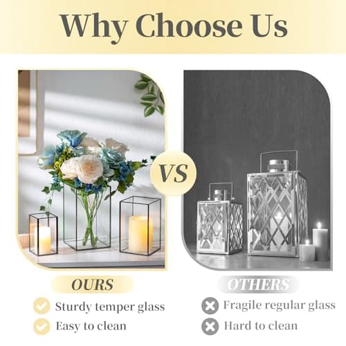 Lanterne Bougie Verre Bougeoir Noir: Hewory Set de 6 Lanternes à Bougie Décoratives Métal pour Centre de Table Mariage Décoration Salle à Manger