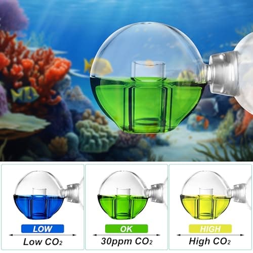 Heveer Moniteur de CO2 pour Aquarium avec Ventouse Test de CO2 pour Aquarium Drop Checker CO2 en Verre pour Aquarium d'eau Douce 2 Pièces