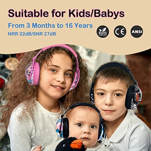 HOCAZOR Casques Antibruit Pour Enfants, RéGlage Pliable Casque Protection de Auditive Passif Pour Autistes Enfants, Concerts, Feux D'Artifice, L'AéRoport, Cinémas, Graffiti, NRR 22db/SNR 27db-Noir