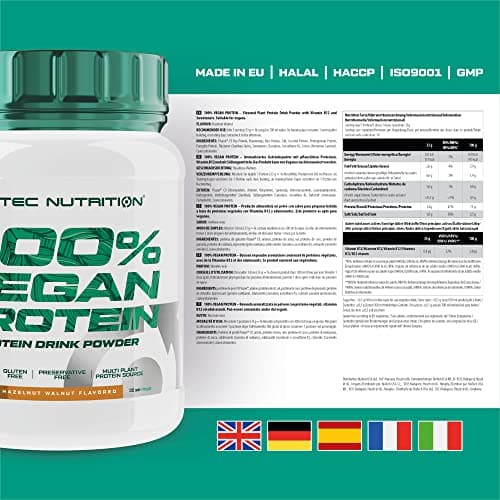 Scitec Nutrition 100% Vegan Protein - 5 sources de protéines d'origine végétale - enrichi en vitamine B12-33g par portion - Vegan, 1 kg, Noisette-Noix
