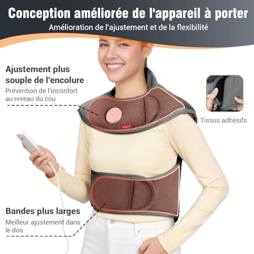 Comfytemp Infrarouge Lointaine Coussin Chauffant pour le Dos, Épaules et Nuque, 2.5lb Coussin Chauffant Dos Électrique 20"×22", Chauffage Rapide avec 6 Niveaux de Chaleur et Arrêt Automatique, Lavable