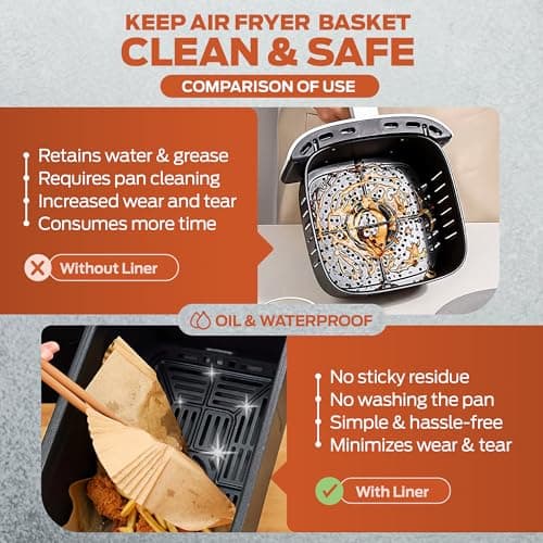 PORTENTUM Papier cuisson air fryer - 100 pièces Food-Grade BPA gratuit, 16 x 20 cm, pour friteuse sans huile 3 à 4,5 litres - Idéal pour la cuisson saine