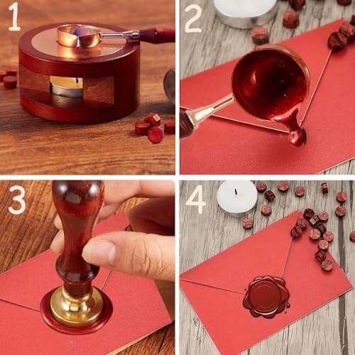 Homefantasy 405 Pièces Kit de Cire à Cacheter,Perles de Cire à Cacheter,Sceaux de Cire Octogonaux,Cire Sceau,Sceau Timbre Cire,pour Emballage Cadeau,Mariage Carte,Cartes Invitation