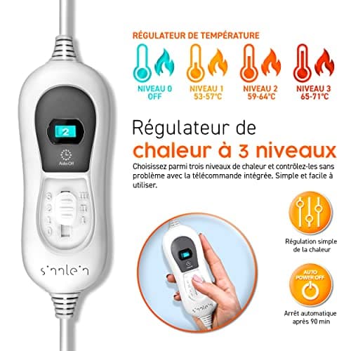 sinnlein Ceinture Lombaire Chauffante | Ceinture Thermique Electrique | Contre le Mal de Dos & Sciatique |3 Niveaux de Température et Arrêt Automatique | Réglable (Gris)
