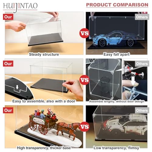 Huijintao Vitrine pour Collection, Vitrine Figurine, Vitrine Acrylique, Vitrine Exposition Transparent pour Voitures Miniatures, Figurines, Objets de Collection (15x15x25 cm)
