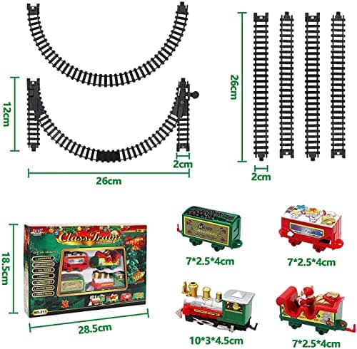 Train Electrique Noel Ensemble de Train pour Enfants, Décoration de Noël,Train de Noël électrique avec Rails, Ensemble de Train de Noël Facile à Assembler avec Chariots et chenilles