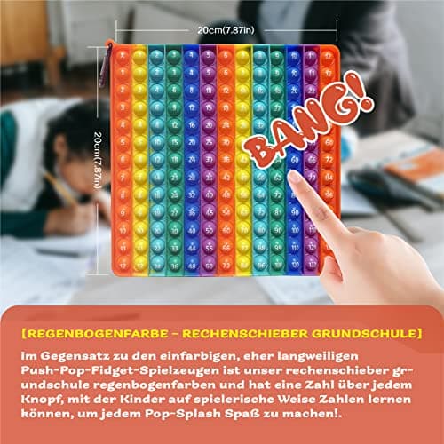 KICOSOADT Pop It, Jeu de société de Multiplication, modèle de Multiplication pour l'école Primaire, Aide Certains Enfants à surmonter Les difficultés de calcul (9 * 9arc-en-Ciel)
