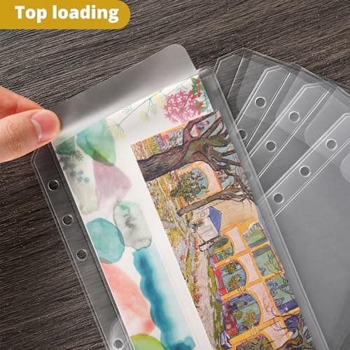 luvtree Pochette d'insertion de classeur transparent en PVC A6, enveloppe d'insertion de planification à 6 trous sans fermeture éclair, enveloppe de budget de trésorerie. 12 pièces
