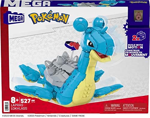 MEGA Pokémon Figurine Action Lokhlass 16 cm, Jeu De Briques De Construction pour Enfants Et Adultes, Modèle Pokémon À Collectionner avec 527 Pièces, Jouet pour Enfant de 8 Ans et Plus, HKT26