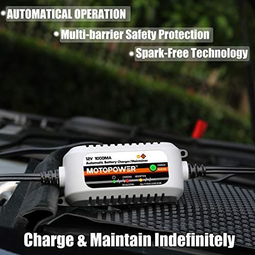 MOTOPOWER MP00205B 12V 1000mA Chargeur/Mainteneur de Batterie entièrement Automatique