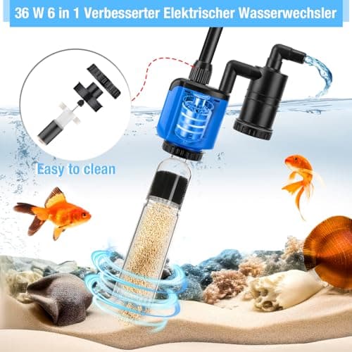 Mucek Piston Aquarium Électrique 30W Aquarium Nettoyant Galets sous Vide avec Soufflet - Kit d'aspiration d'Aquarium pour Changement d'eau, Nettoyage du Sable, Enlèvement de la saleté avec Tige