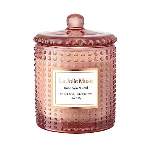 LA JOLIE MUSE Bougie Parfumée à la Rose Sauvage, Bougie en Cire Naturelle à l'Arôme Floral, 75 Heures de Combustion de Longue Durée, Bocal en Verre pour Cadeau et Décoration d’Intérieure, 285 g