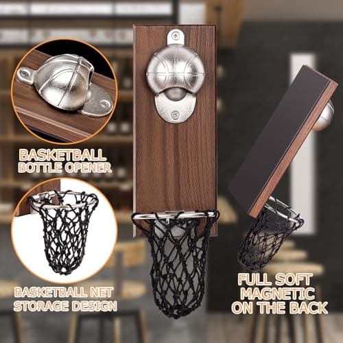 Magnétique Ouvre Bouteille Mural en Basket-ball,Décapsuleur mural en Fonte pour Bouteille de Bière, Decapsuleur Biere Mural, Idée Cadeau Homme Original, Cadeau pour Papa, Amie,Collègue