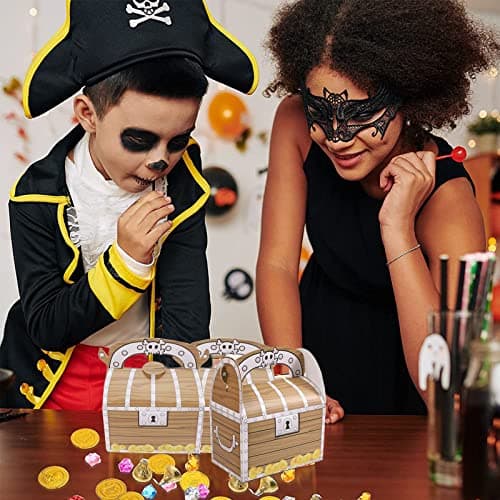 10 Pcs Pirate Fête Boîte Coffre Trésor Cadeau pour Pirate Fête D'anniversaire Des Enfants