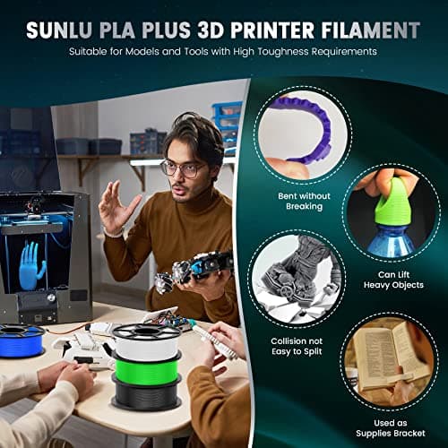 SUNLU PLA Plus Filament pour imprimante 3D, Filament PLA+ 1,75 mm, résistance améliorée, compatible avec les imprimantes 3D FDM, précision dimensionnelle +/- 0,02mm, bobine de 1kg (2,2 LBS), Blanc