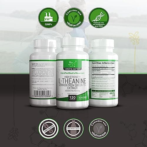 MM L Theanine | 120 Theanine Gélules A Base de Thé Vert - Extrait de The Vert A Haute Teneur fournissant 400 mg de L-Theanine par portion | Sans OGM Sans Gluten | Fabriqué au Royaume-Uni