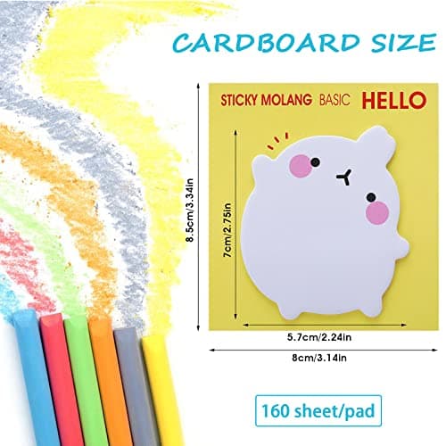 cobee Lot de 8 notes auto adhésives avec des animaux mignons Kawaii Lapin Bloc notes de dessin animé Bloc notes Marqueurs Drapeaux Étudiants Bureau à domicile Colocataires Cadeaux Onglet 160 feuilles