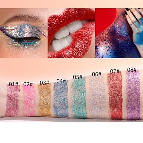 RoseFlower Bâton à Paillettes pour le Corps, Lot de 4 Body Glitter Stick, Paillettes de Sirène à Grosses Paillettes, Maquillage Pailleté pour Festival, Imperméable et Longue Durée