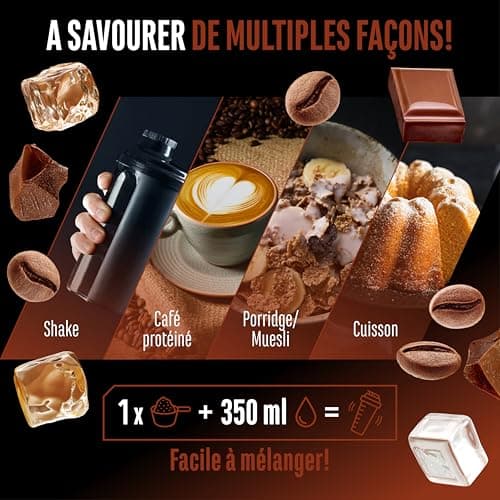 Wheypresso Protein Coffee - Poudre de protéine avec concentré de whey & isolat - Avec du vrai café & de la caféine - Boisson crémeuse à haute protéine - (908 g, Double Chocolate)