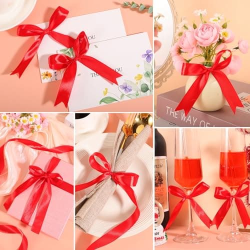 2 Rouleaux Ruban Rouge Noel, 2cm X 22m Ruban Satin Rouge Ruban Cadeau Noel, Noeud Rouge Noel pour Emballage Cadeau Noël Fête Mariage Valentin Gâteau Bouquet Faire