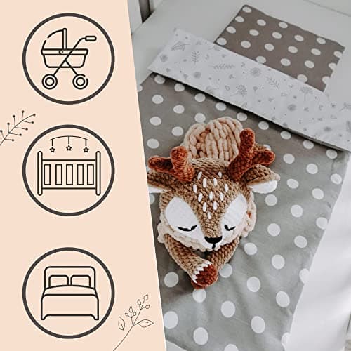 Bellochi Set de Couette Bebe 75x100 cm et Coussin Enfant 30x40cm - Couverture Enfant Réversible et Entièrement Lavable - 100% Coton - Tresor