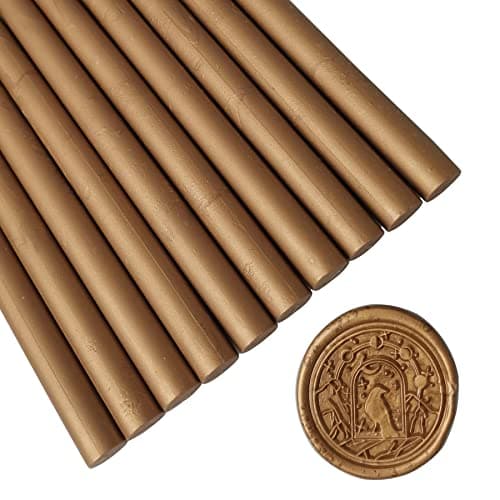 AMTOL Lot de 10 bâtons de cire pour sceaux de cire, bâtons de cire pour pistolet à colle, parfaits pour les invitations de mariage, les enveloppes, les emballages cadeaux(Bronze)