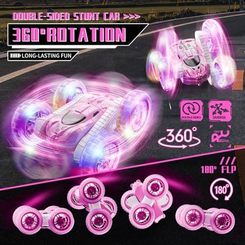 Voiture Telecommandé Enfant Cadeau Garcon 3 4 5 6 7 8 9 10+ Voiture RC Jouet Enfant Ans Idée Cadeau Anniversaire 6+ Ans Garçon Fille (Rose)