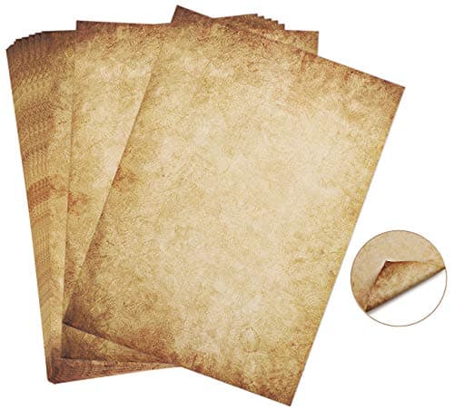 60 Feuilles papier à lettres vintage, Papier à motif vieux papier DIN A4 100 g/m2 imprimé Recto-Verso