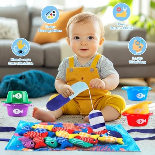 Cmiolacuna Jouet Enfant 1 an Jouet pour BéBé 1 an Jeu de Pêche Jouets Montessori pour Les Tout-Petits de 1 à 3 Ans Cadeau pour bébé Cadeau Bébé 6 Mois