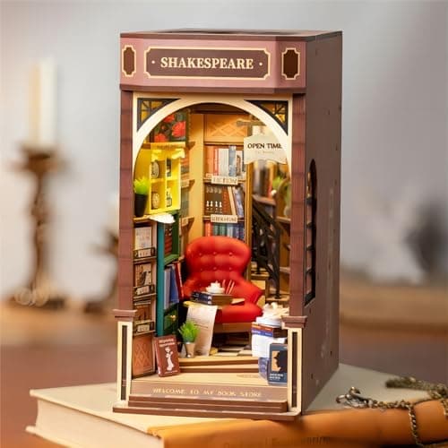 Rolife Book Nook Kit Maison Miniature à Construire Diy Maquette Adulte avec LED Lumières Décoration de Bibliothèque Livre Salon Booknook Puzzle 3D Bois Serre-Livres Diorama Idée Cadeau Femme (TGB07)