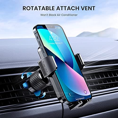 Support Téléphone Voiture [Clip de Qualité Militaire] Porte Téléphone Rotatif à 360 Degrés pour Grille D'aération de Voiture GPS pour Smartphone iPhone Android (Noir)