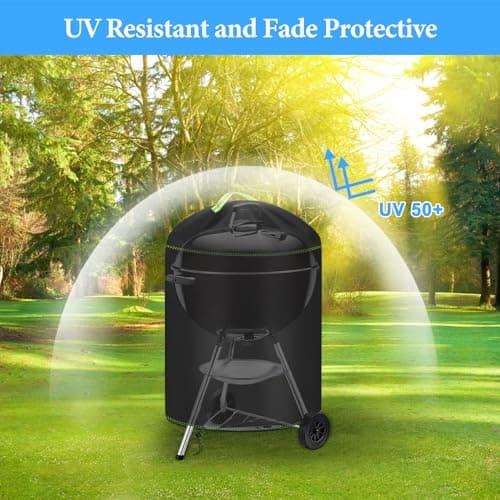 VDISRR Housse Barbecue Exterieur, 420D Oxford Bache Barbecue Exterieur Protection Ø63 x 88 cm, Anti-Vent/Solei/l'eau, Housse Plancha Convient la Plupart des Grills