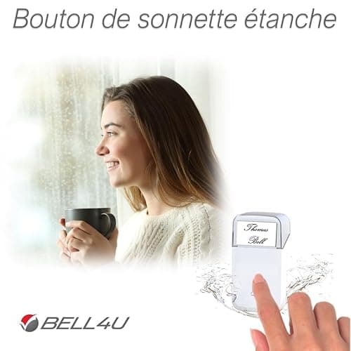 Bell4U Sonnette sans Fil Exterieur Etanche - 3 destinataires - Sonnette sans Fil Auto-alimentée 100 m, Sonnette électronique étanche IP65, Carillon Lumineux LED, 52 mélodies, 4 Niveaux de Volume