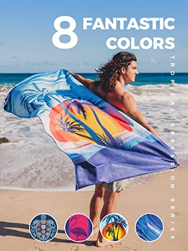 OCOOPA Serviette de Plage en Microfibre Ultralégère, Séchage Rapide, Couverture de Plage Absorbante, Serviette de Bain Douce et Facile à Entretenir pour Le Fitness, Voyages, Plage, Natation, 160x80cm