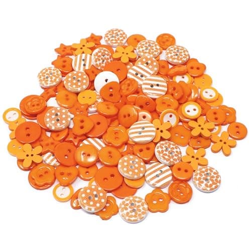 Lot de 150 boutons oranges en bois, acrylique et résine pour confection de cartes