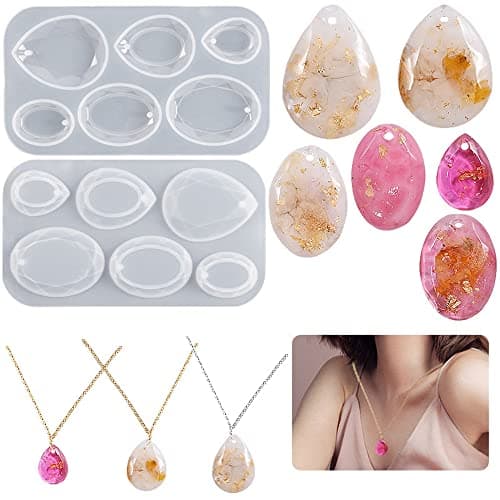 UR URLIFEHALL Lot de 5 moules ronds en silicone en forme de goutte pour fabrication de bijoux, colliers, bracelets, sacs à dos, boucles d'oreilles