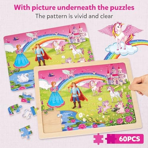 SYNARRY Puzzle Enfant 3 4 5 6 7 8 Ans, Puzzle Bois 6×60 Pièces, Jouet Educatif Préscolaire, Jouets Cadeaux pour Enfants de 3 à 8 Ans Filles Garçons