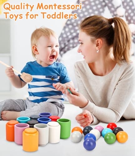 Jouet Montessori en Bois pour les Jouet Enfant 2 ans et plus, Jeu Enfant 2 ans Préscolaire de tri et D'association pour Apprendre à Reconnaître les Couleurs et à Compter, Cadeau pour Les 2 3 4 5 Ans