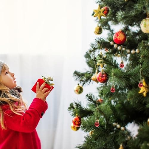 Lot de Mini Boules de Noël incassables - Décoration de Noël - 2 cm (Rouge)