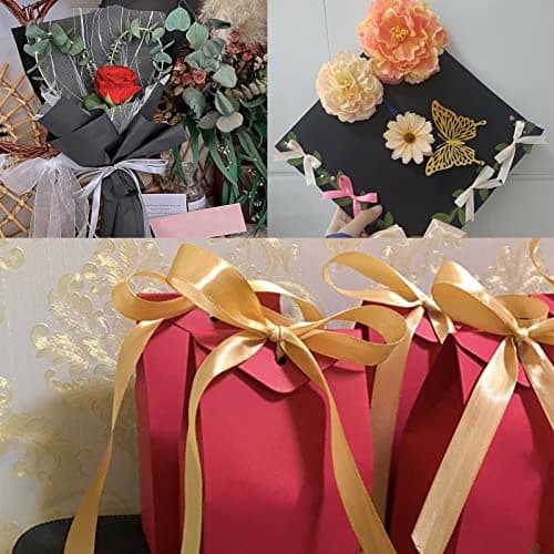 POPOYU Ruban Satin 25mm, 23 mètres Rouge Rubans de Tissu pour Emballage des Cadeaux pour Fête Noël Halloween, Artisanat, Bouquets, Projets de Couture, Anniversaire et Mariage Gâteau Décoration