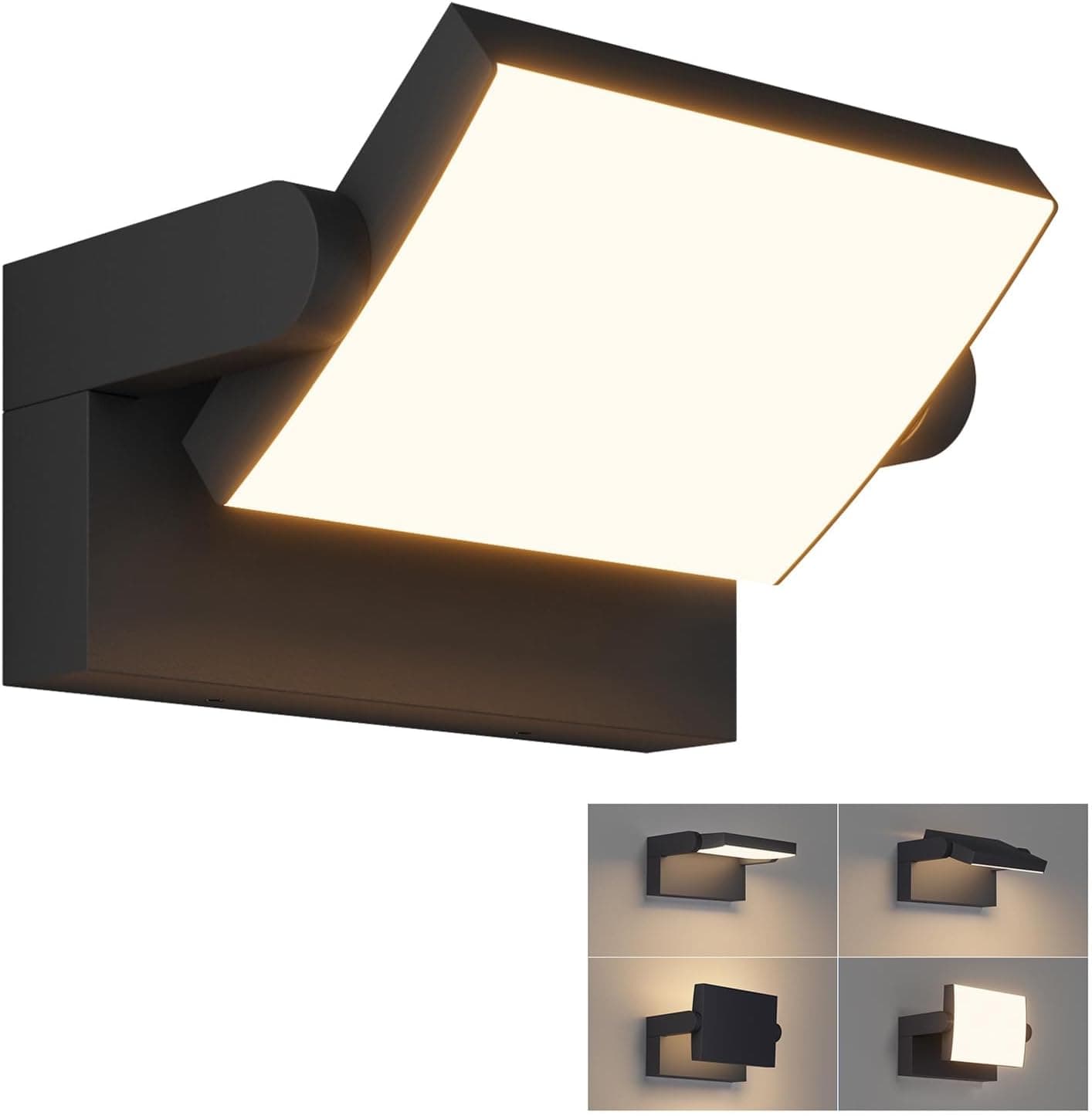 Klighten 24W Applique Murale Extérieure Led, Blanc Chaud 3000K, Noir