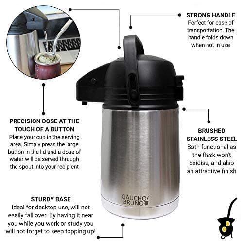Desktop Flask with Precision Dose Distributeur Gaucho Bruno Ideal for Yerba Mate